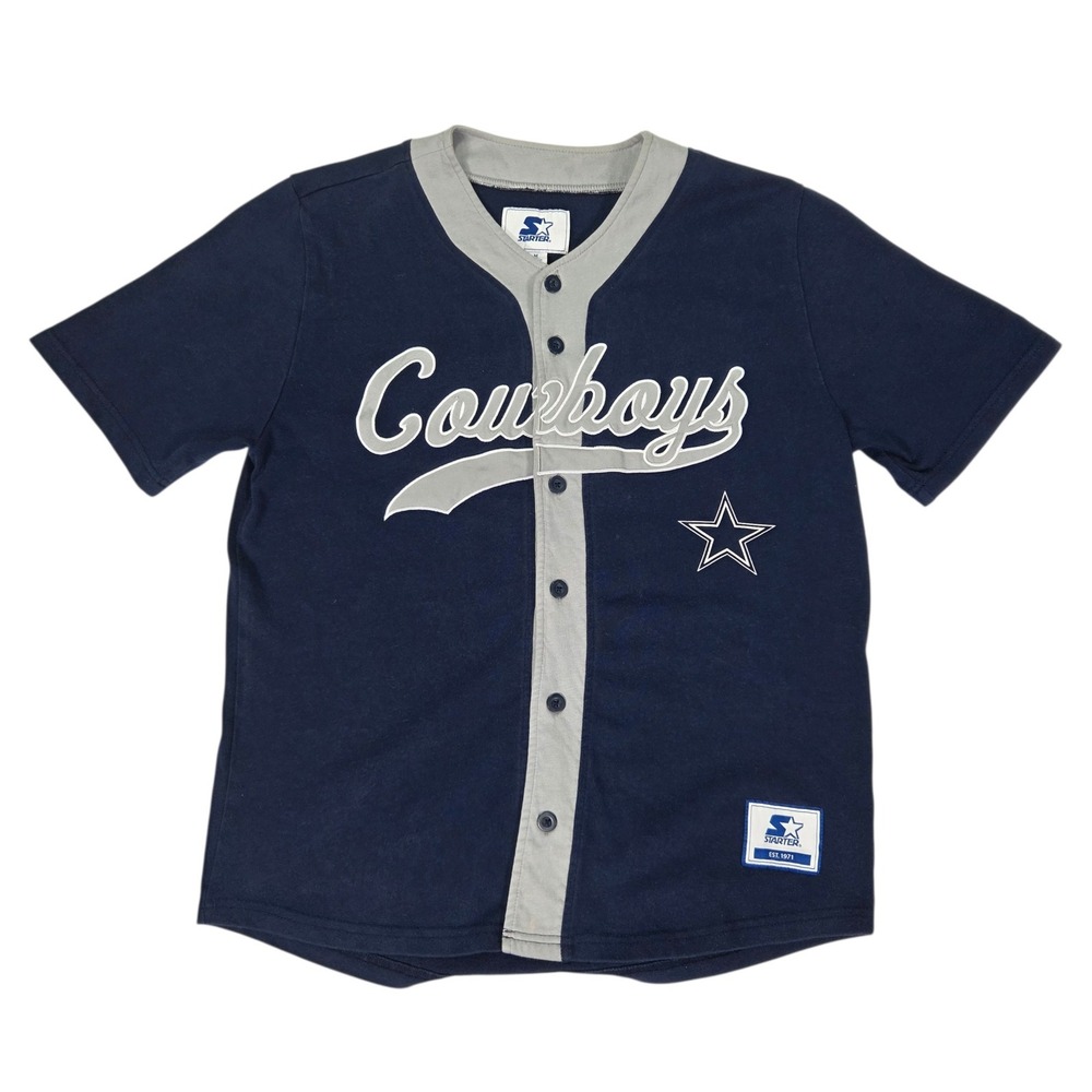 Starter‎ Dallas Cowboys Baseball Jersey Mens Medium Navy Blue Button Up